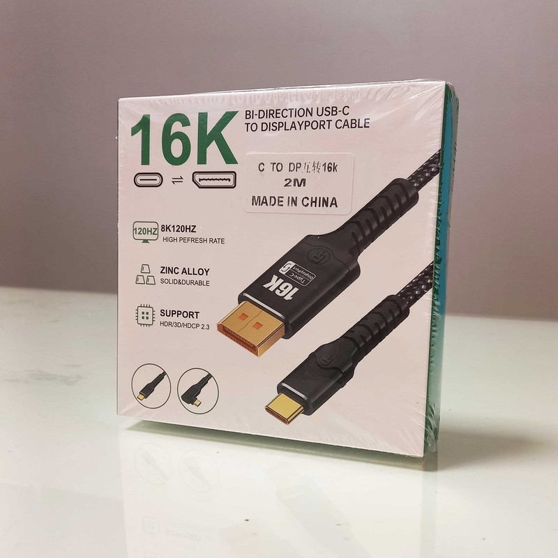 کابل تبدیل Display Port به USB-C دونجی مدل 16K-120Hz طول 2 متر