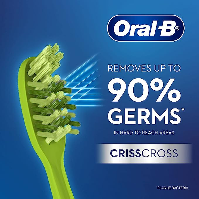 مسواک اورال-بی مدل CRISS CROSS ANTI-PLAQUE WITH NEEM با برس متوسط بسته 4 عددی
