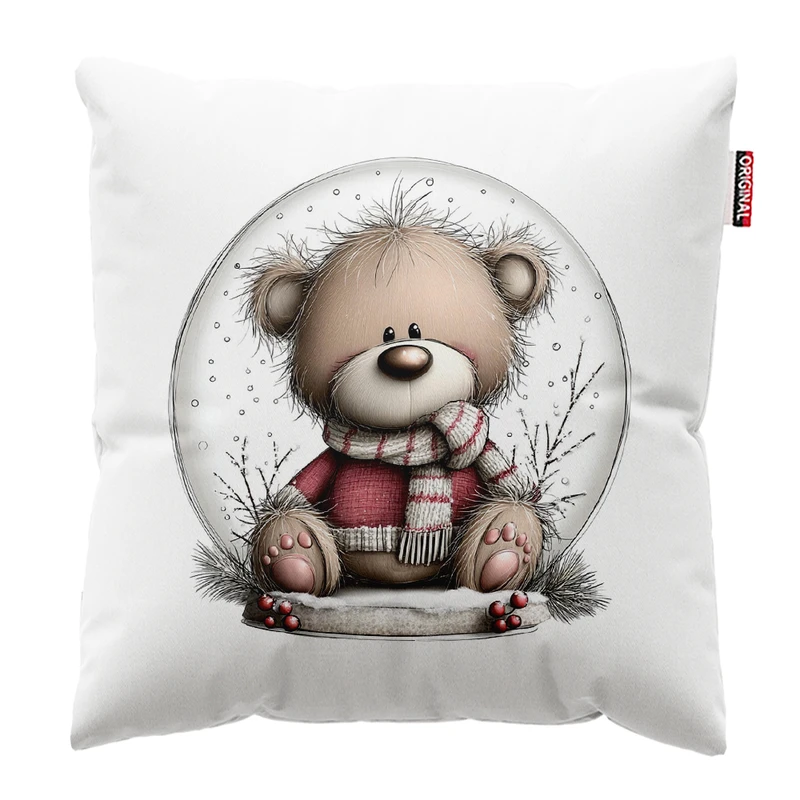 کوسن پاد آفرین مدل کریسمس طرح خرس تدی کد PK402200 سایز 40*40 سانتی متر