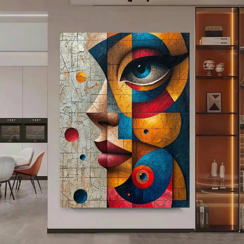 پوستر طرح پرتره کوبیسم مدل نیم رخ رنگی کد FP106293