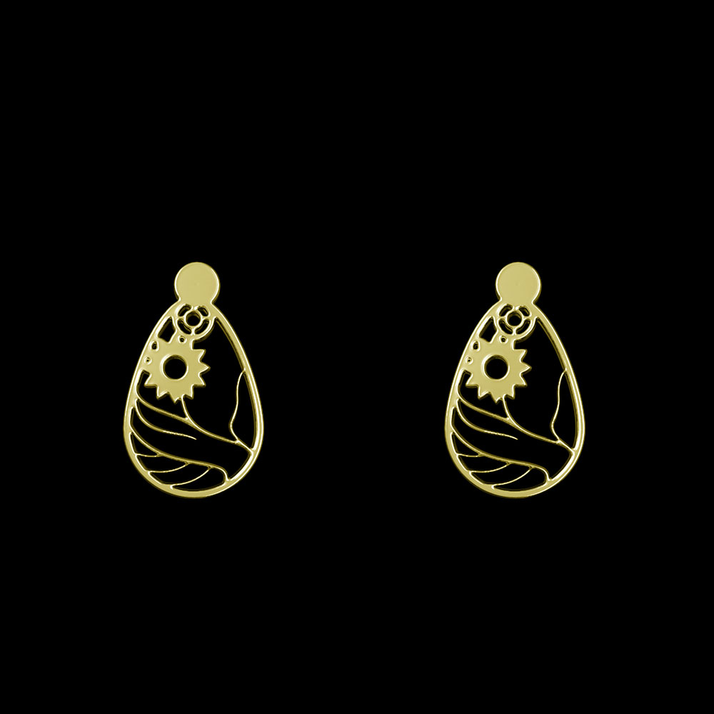 گوشواره طلا 18 عیار زنانه مدوپد مدل گل کد GA1-10156