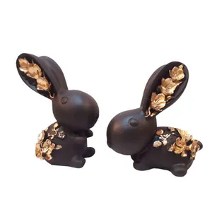 مجسمه دنیا دکوری سرمد مدل خرگوش گلدار مجموعه 2 عددی