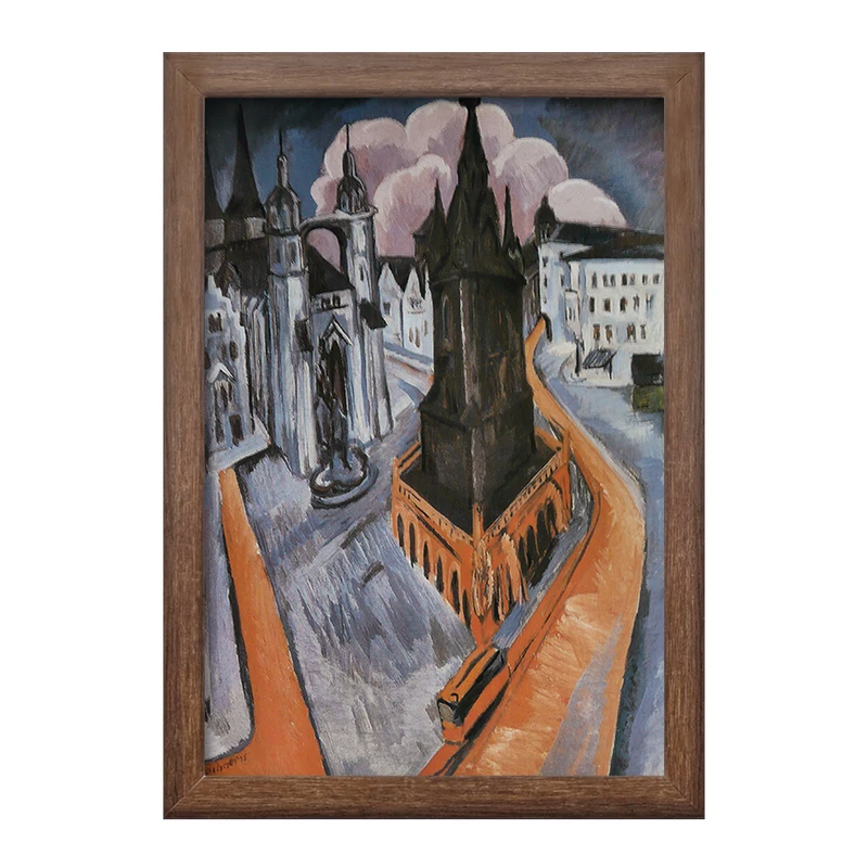 تابلو خندالو طرح نقاشی برج سرخ در هاله اثر ارنست لودویگ کیرشنر کد F12364