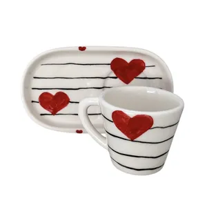 فنجان و نعلبکی مدل قهوه خوری دسته دار کد ۱۳۴