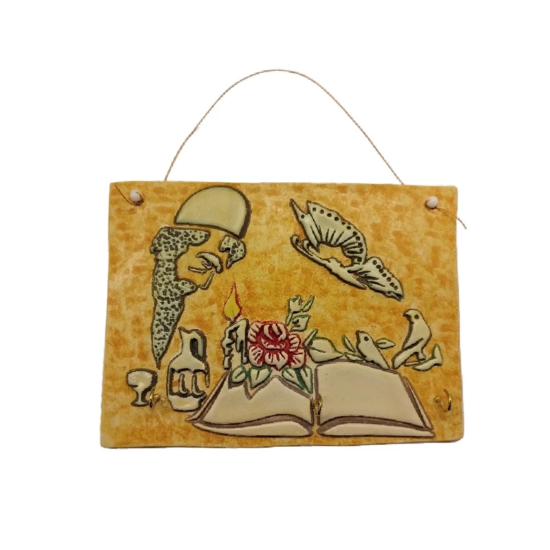 دیوار کوب مدل برجسته طرح شمع و گل و پروانه 