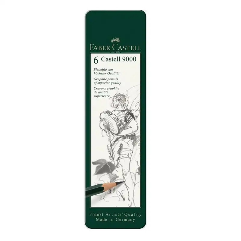 مداد طراحی فابر کاستل مدل 9000-faber castell مجموعه 6 عددی