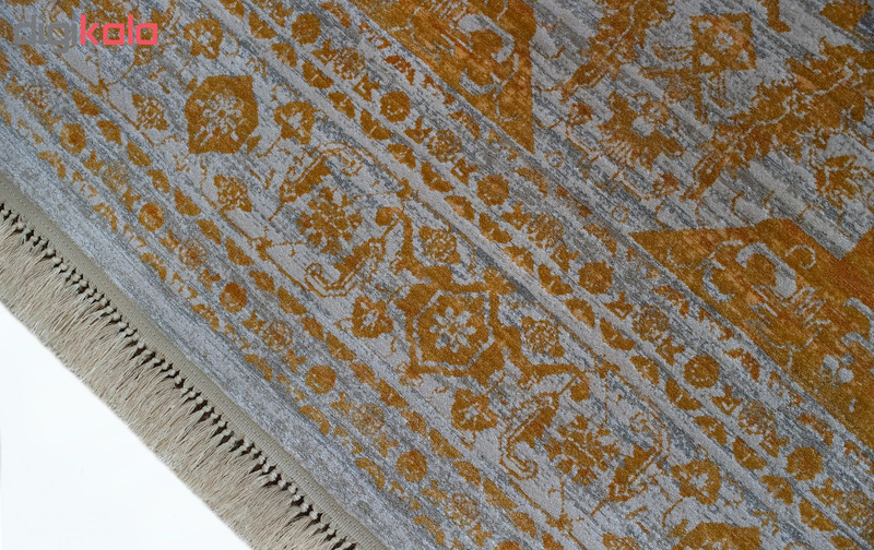 فرش ماشینی فرش رادین طرح پتینه هریس زمینه طوسی