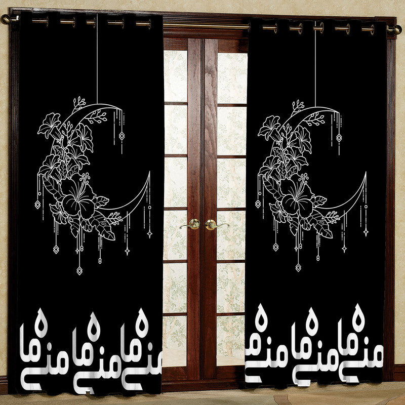 پرده مدل نوشته ماه منی هازان پانچی کد 1820 سایز 140x200 سانتی متر