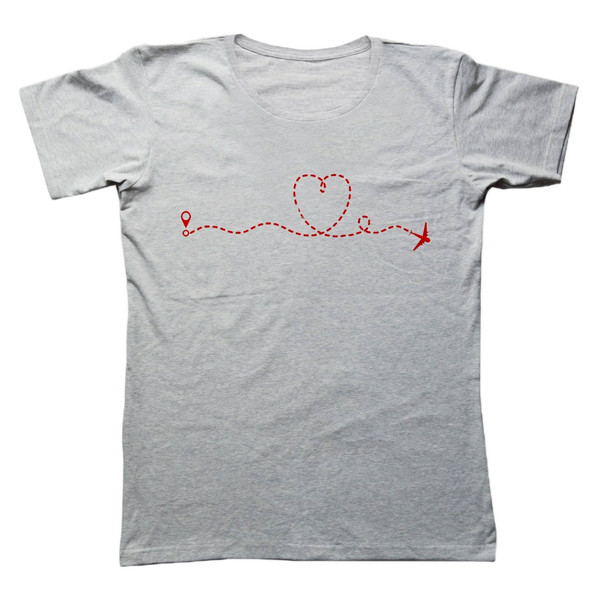 تی شرت زنانه به رسم طرح مسیر قلب کد 474