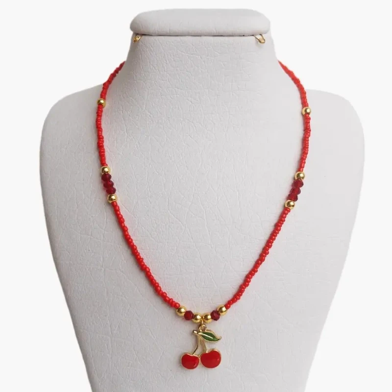 گردنبند دست ساز زنانه مدل گیلاسی