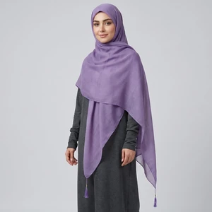 روسری زنانه مدل نخی وال اسلپ ساده منگوله دار
