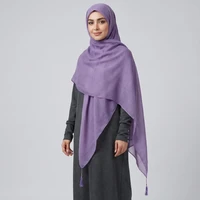 روسری زنانه مدل نخی وال اسلپ ساده منگوله دار
