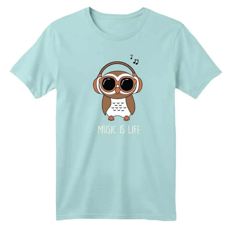 تی شرت آستین کوتاه بچگانه مدل جغد و هدفون