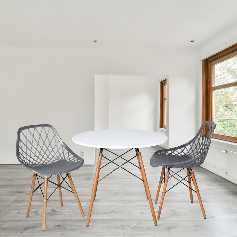 میز و صندلی ناهارخوری دو نفره مدل الماس فایبرگلاس پایه ایفلی GS