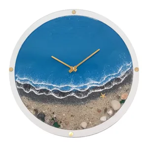  ساعت دیواری رزینی دست‌ساز مدل دریا شبتاب 