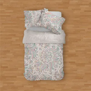 سرویس خواب مدوپد طرح برگ اسلیمی  مدل PAT00038 یک نفره 4 تکه