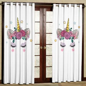 پرده مدل اسب تک شاخ مخمل پانچی کد 1148 سایز 140x280 سانتی متر