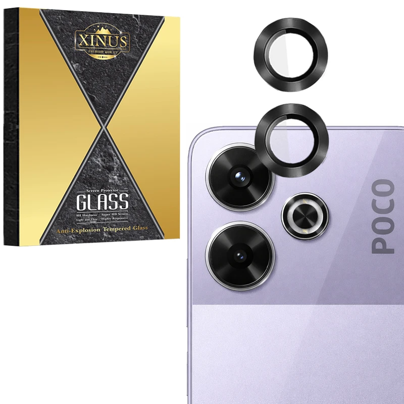 محافظ لنز دوربین شیشه‌ای ژینوس مدل XRING مناسب برای گوشی موبایل شیائومی Poco M6 4G