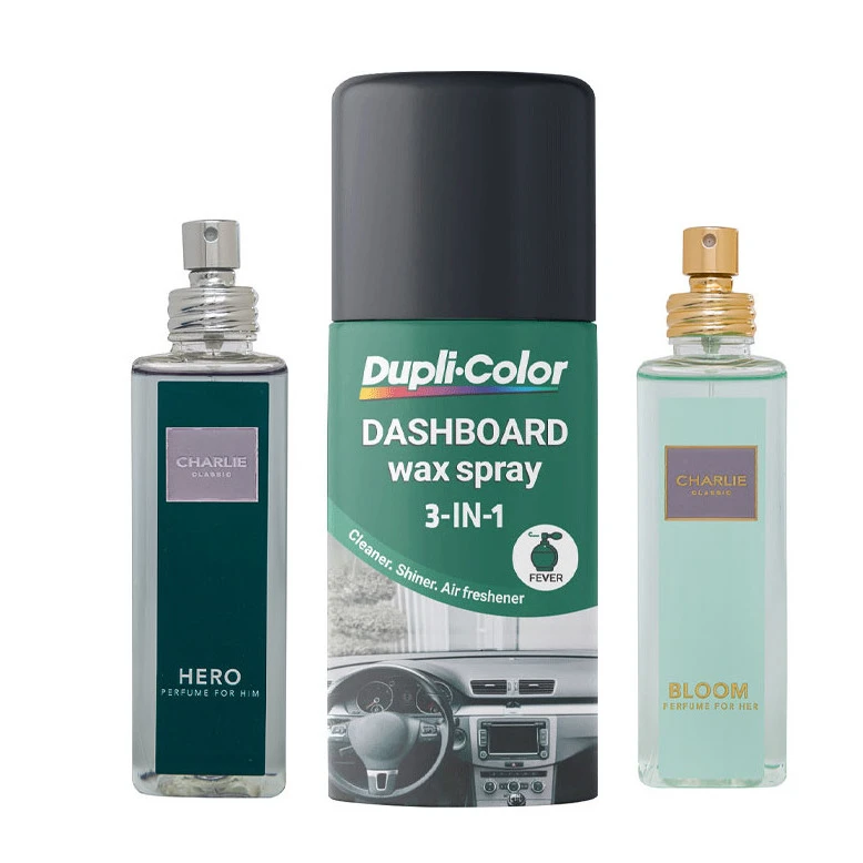 اسپری پولیش و خوشبوکننده داشبورد دوپلی کالر مدل fever hero bloom حجم 150 میلی لیتر مجموعه 3 عددی