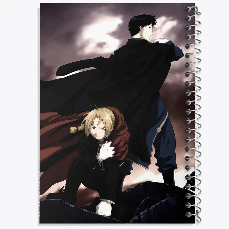 دفتر ژورنال نویسی 50 برگ خندالو مدل نقطه ای طرح ادوارد و موستانگ انیمه کیمیاگر تمام فلزی کد 12686