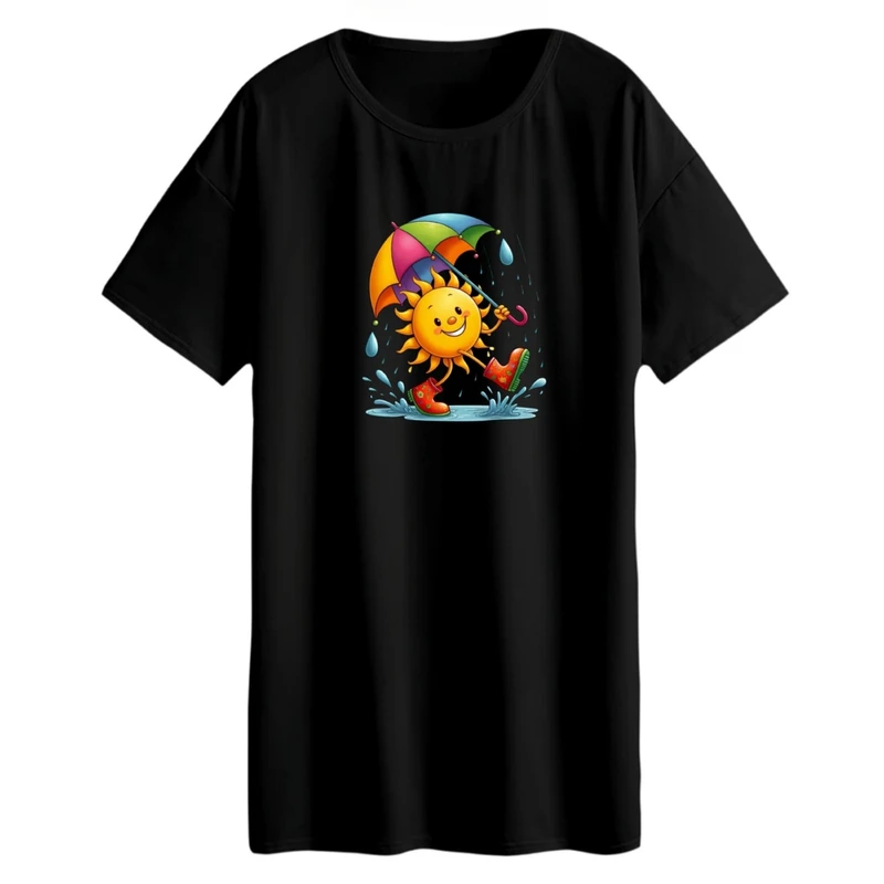 تی شرت لانگ زنانه مدل خورشید کد 01