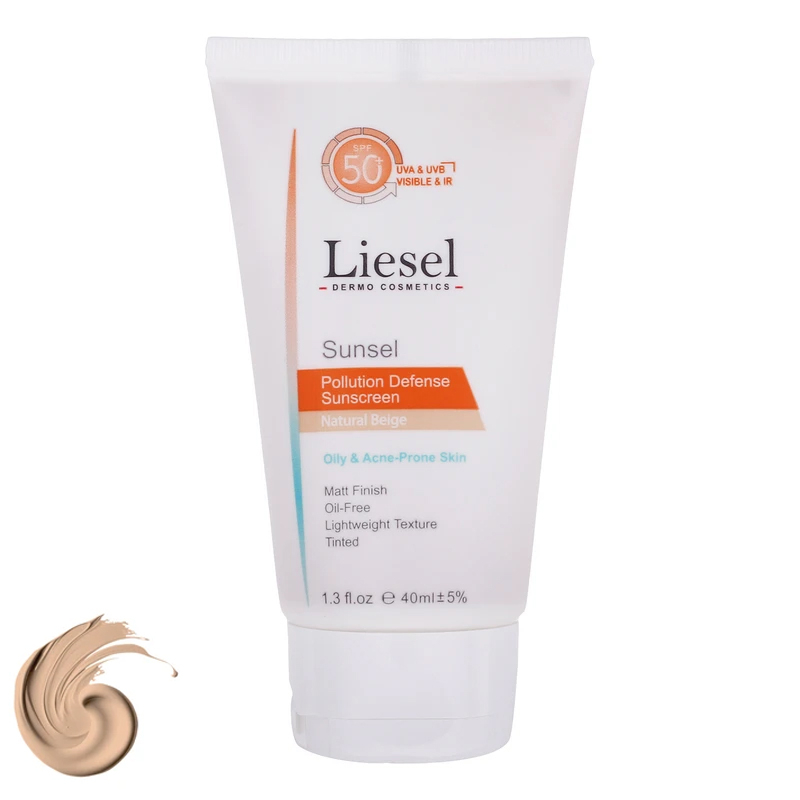 کرم ضد آفتاب بدون رنگ لایسل SPF 50 مدل Pollution Defense ‌مناسب پوست های خشک و معمولی حجم 40 میلی‌لیتر