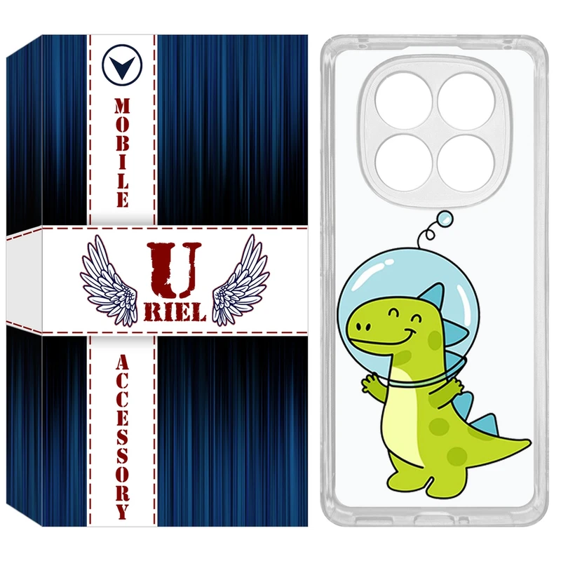 کاور یوریل مدل Clear کد 62 طرح دایناسور فضانورد مناسب برای گوشی موبایل شیائومی Redmi Note 14 Pro 4G / Poco X7