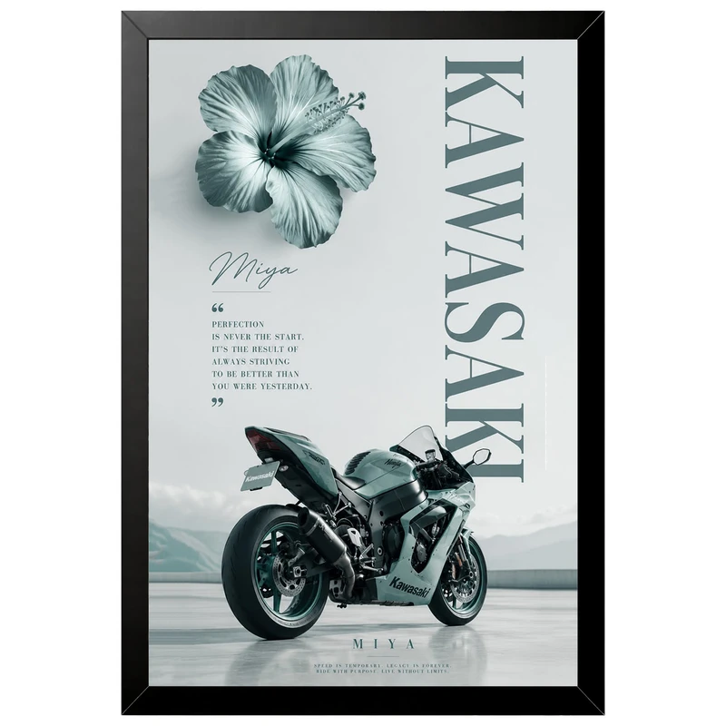 تابلو بکلیت طرح موتور سنگین کاوازاکی Kawasaki Ninja ZX-10R مدل B-az1017 فریم مشکی