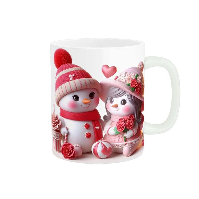 ماگ پاد آفرين طرح آدم برفی عاشقانه کد 1079