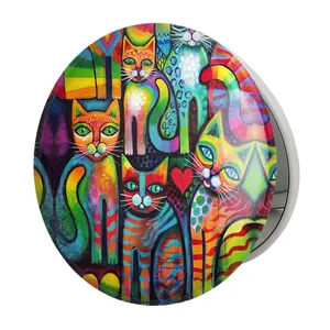 آینه جیبی خندالو طرح نقاشی انتزاعی مدل تاشو کد 5313 