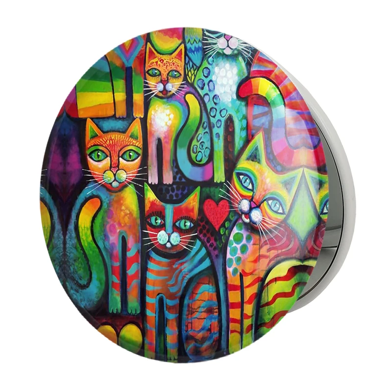 آینه جیبی خندالو طرح نقاشی انتزاعی مدل تاشو کد 5313 