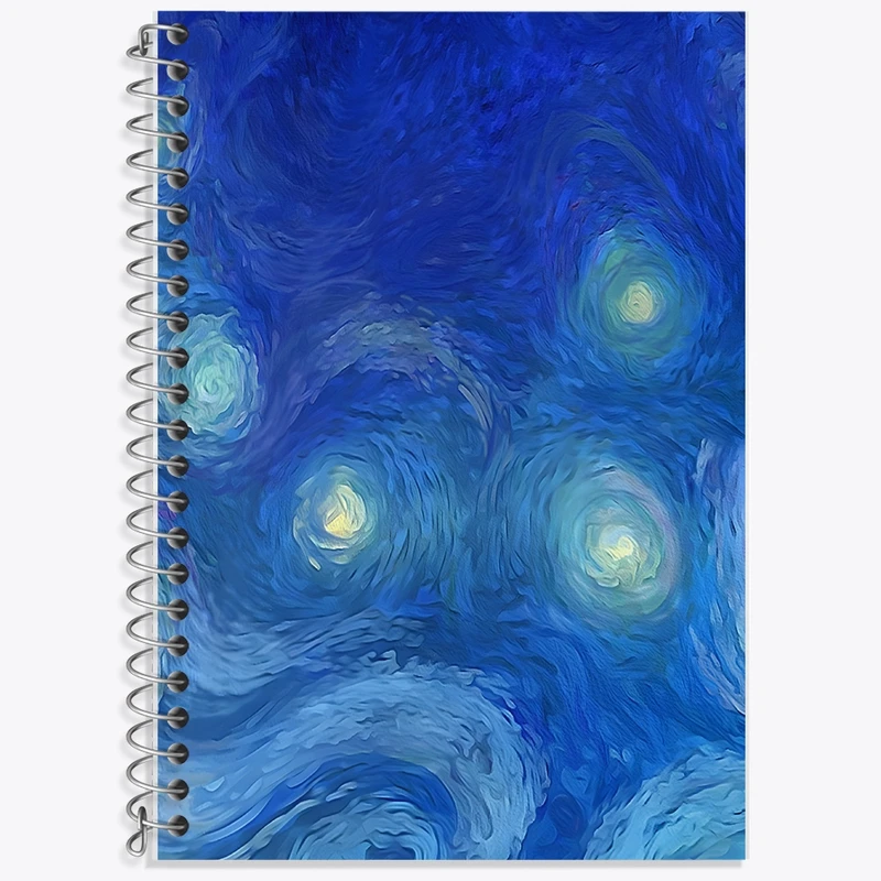 دفتر زبان 50 برگ خندالو مدل سه خط طرح شب پر ستاره ونگوگ کد F1347