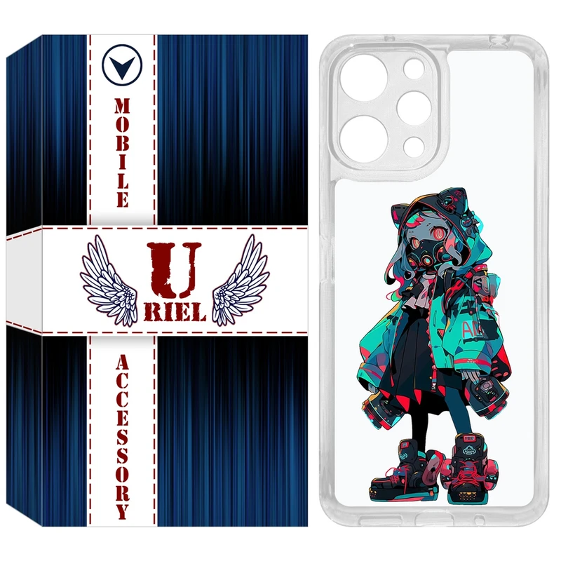 کاور یوریل مدل Clear کد 58 طرح دختر گربه ای مناسب برای گوشی موبایل شیائومی Redmi 12 4G / 12 5G