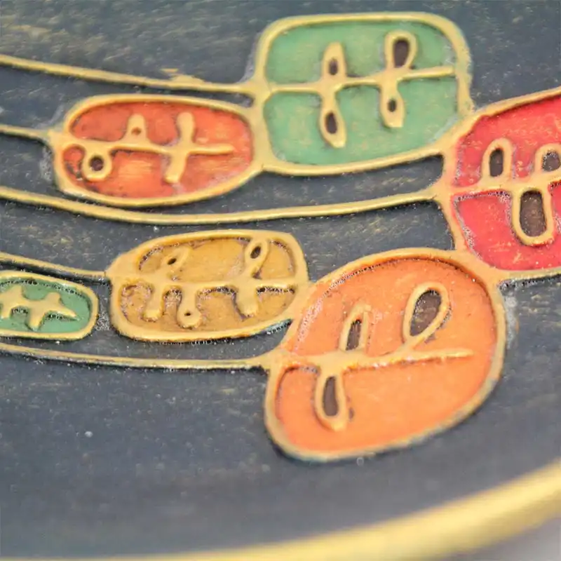 شمعدان سفالی مدل بشقاب دیواری طرح درختان بلوط مجموعه 2 عددی