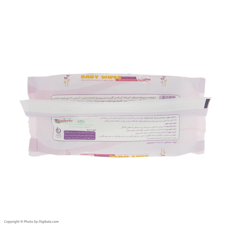 عکس شماره 4 : دستمال مرطوب کودک پنبه ریز کد 001 بسته 60 عددی