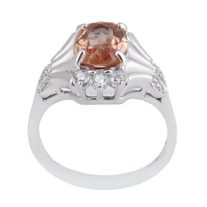 انگشتر نقره زنانه بازرگانی میلادی مدل الکساندریت تراش جواهری رکاب رادیوم کد AWR_1116