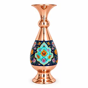  گلدان میناکاری مسی آقاجانی مدل صراحی 25