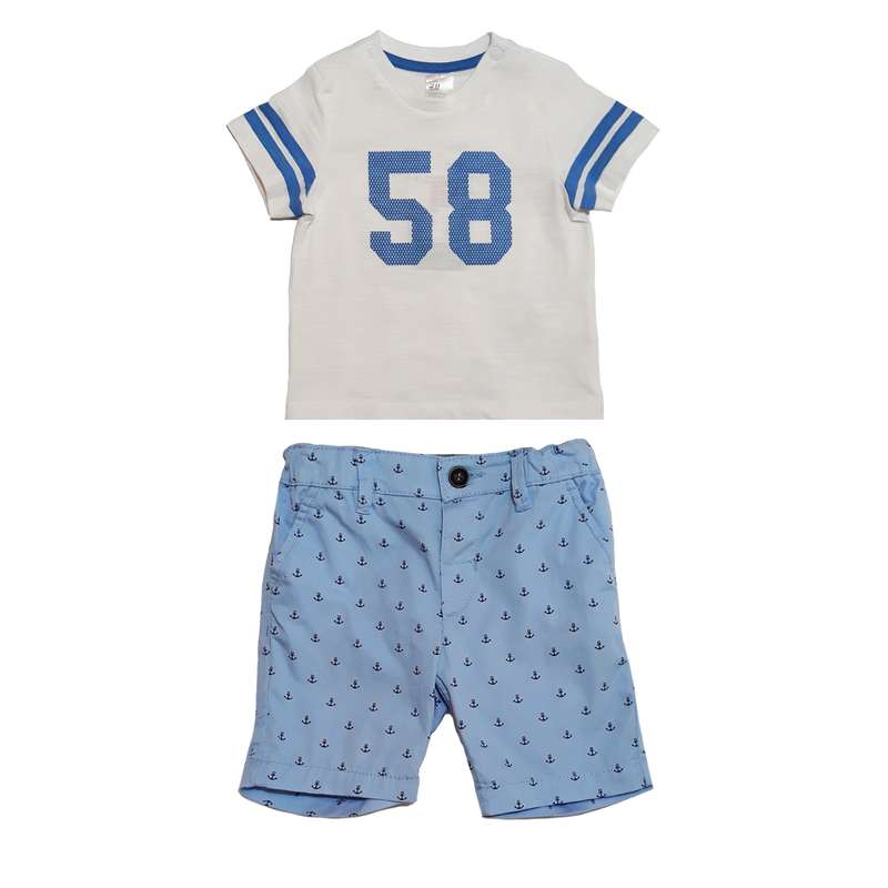 ست تی شرت و شلوارک نوزادی اچ اند ام مدل 2186