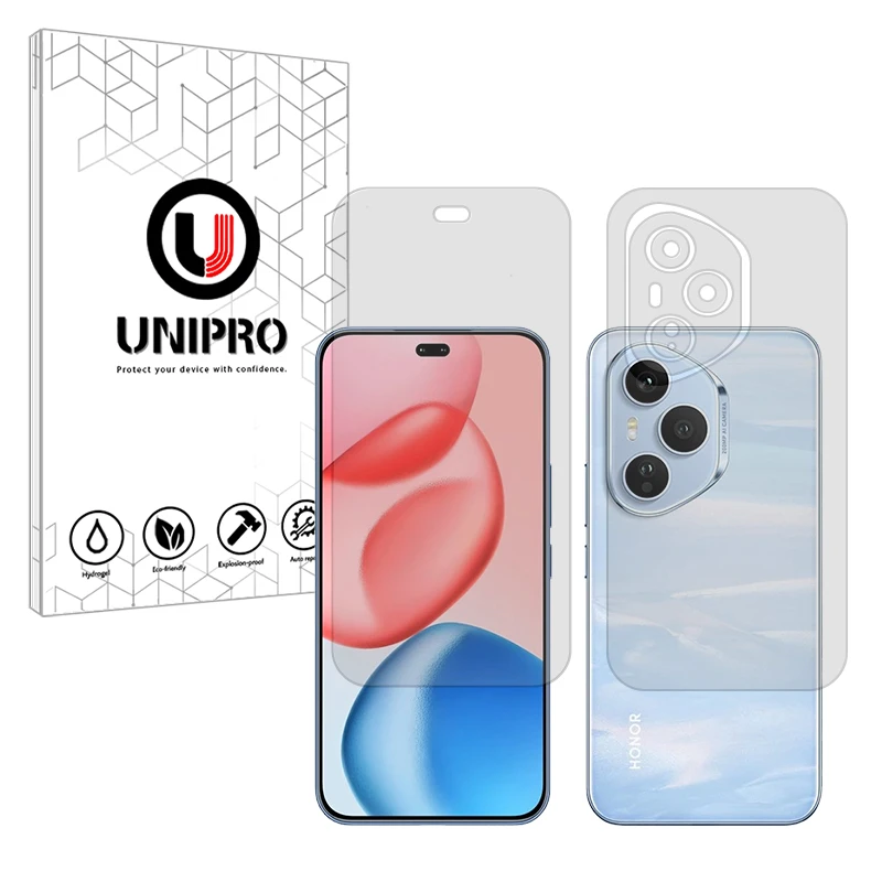 محافظ صفحه نمایش شفاف یونی پرو مدل Star 5 مناسب برای گوشی موبایل آنر 400 Pro به همراه محافظ پشت گوشی 
