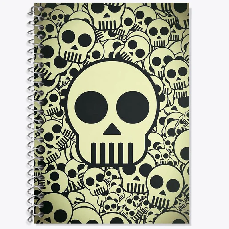 دفتر زبان 50 برگ خندالو مدل سه خط طرح اسکلت Skleton کد 1205