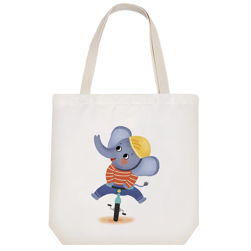 ساک خرید خندالو طرح فیل دوچرخه سوار کد H1194