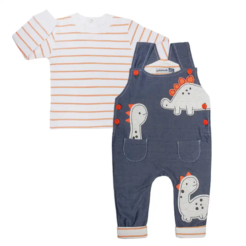 ست تیشرت و سرهمی نوزادی آدمک مدل سرندی پیتی کد 310001 رنگ نارنجی