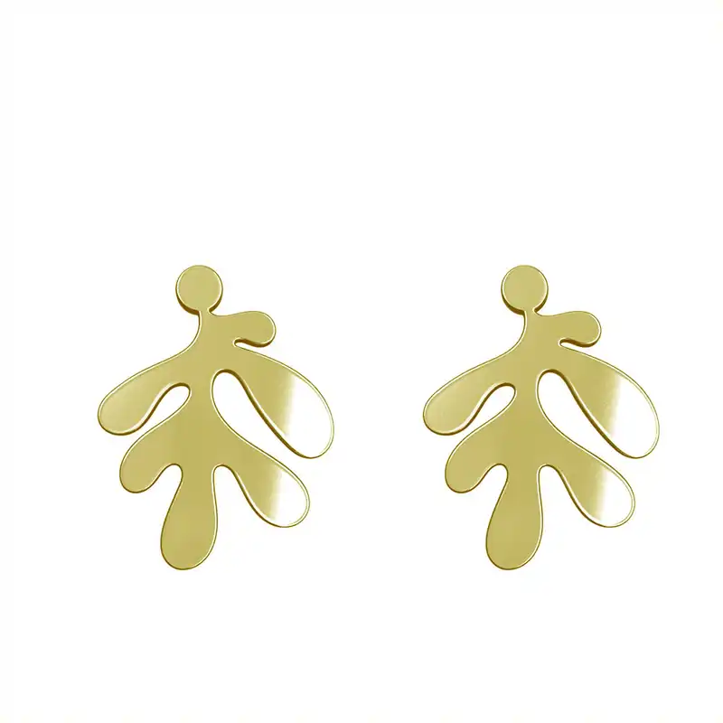 گوشواره طلا 18 عیار زنانه مدوپد مدل برگ کد GA1-14967