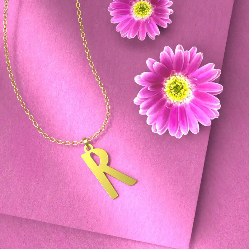 گردنبند طلا 18 عیار زنانه مدوپد مدل حرف R کد H3-1-1226