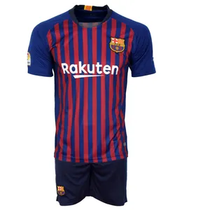 پیراهن و شورت ورزشی پسرانه طرح مسی مدل barca18/19 رنگ آبی