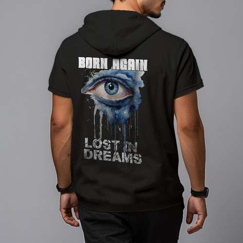 تی شرت کلاه دار مردانه مدل 14020828d رنگ مشکی