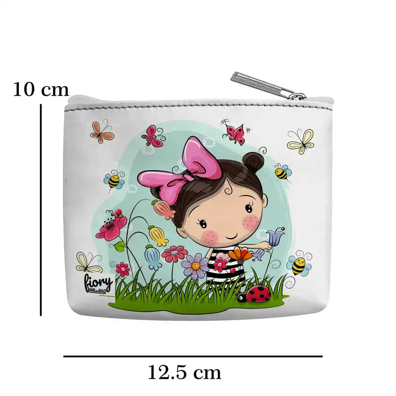 کیف پول فیوری مدل دختر کیوت طرح گلشن کد fiory 2271