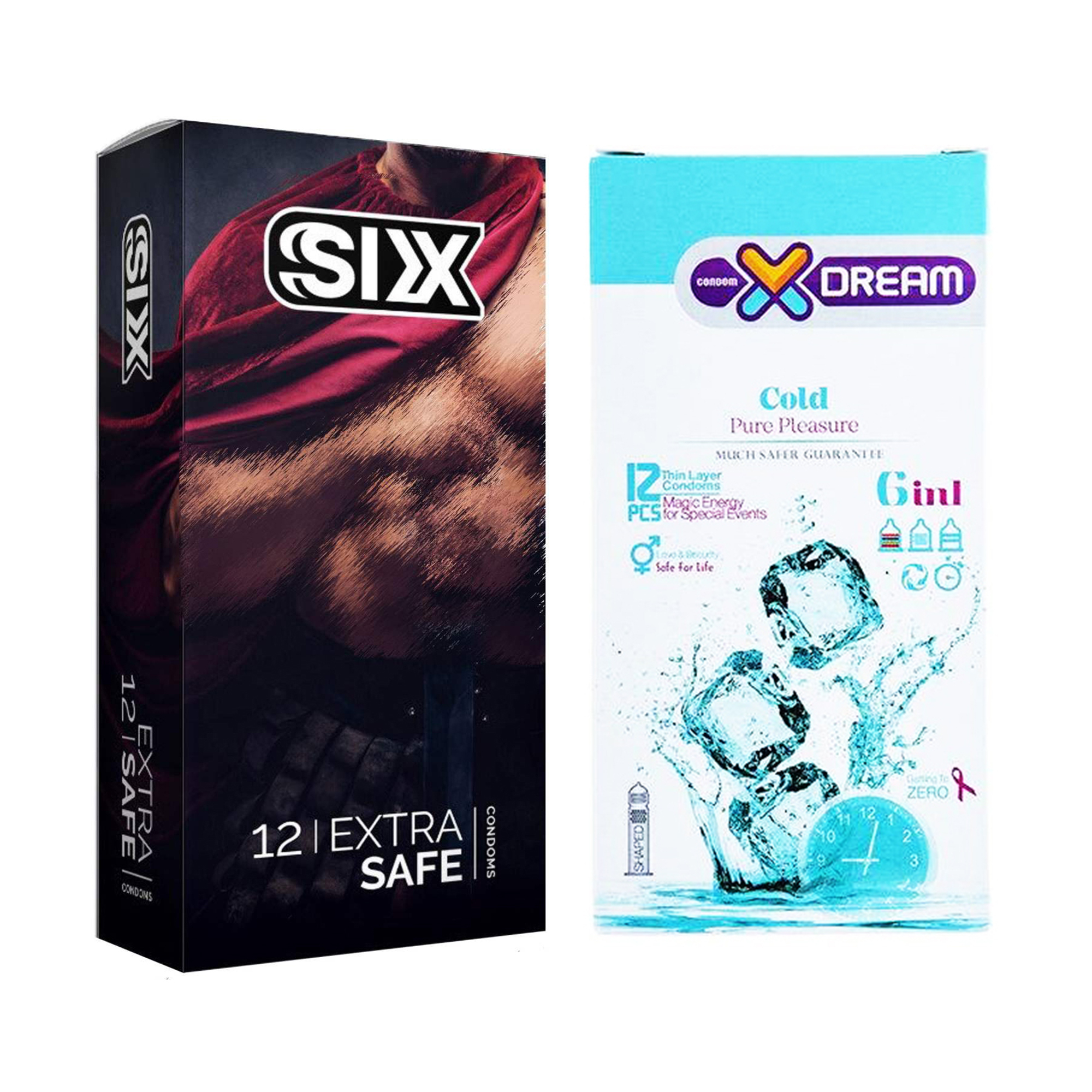  کاندوم سیکس مدل Max Safety بسته 12 عددی به همراه کاندوم ایکس دریم مدل Cold بسته 12 عددی