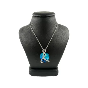 گردنبند نقره زنانه سواروسکی مدل قلب و پاپیون جواهری کد 300040