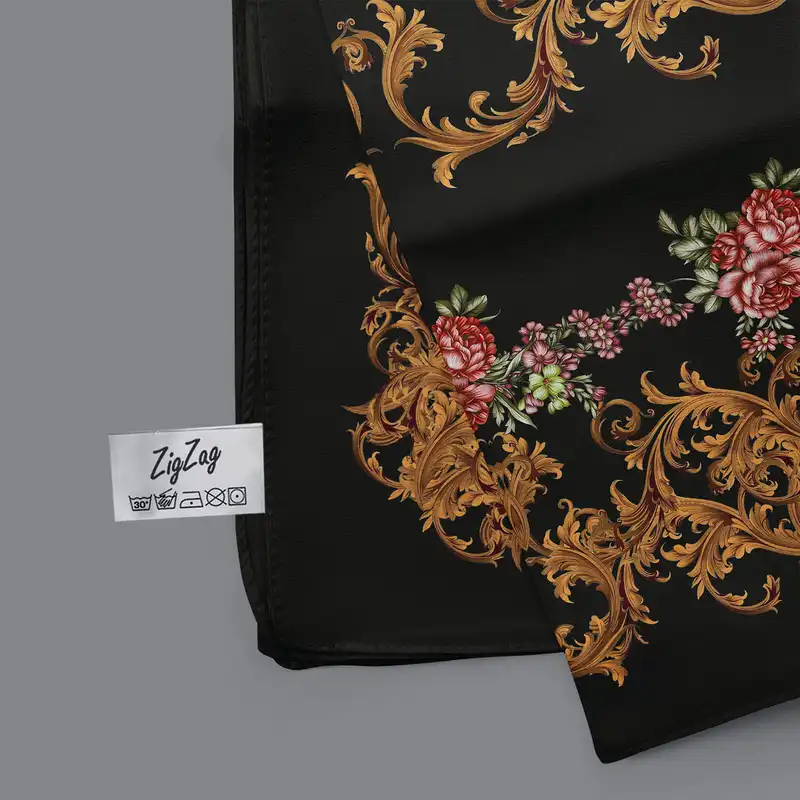 روسری زنانه زیگ زاگ مدل ترکمن طرح گل کد 0002